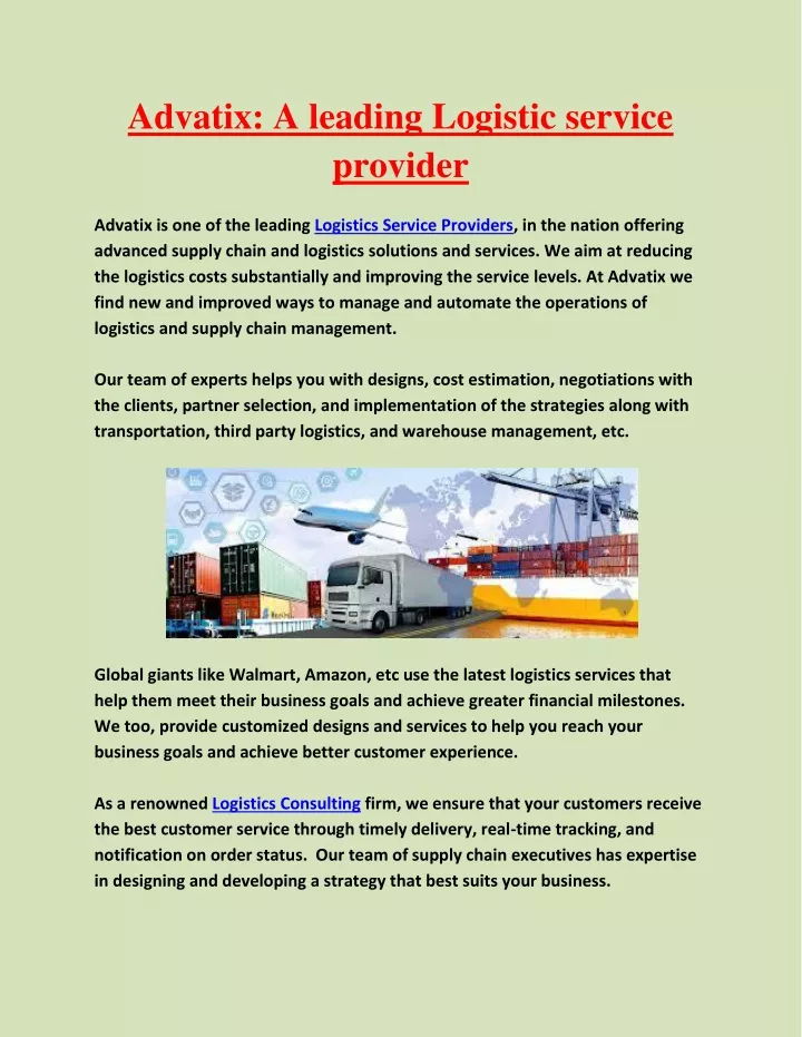 advatix a leading logistic service provider