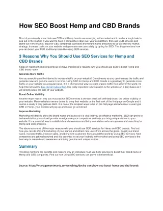 How SEO Boost Hemp and CBD Brands
