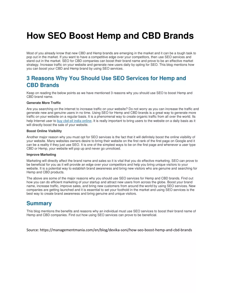 how seo boost hemp and cbd brands