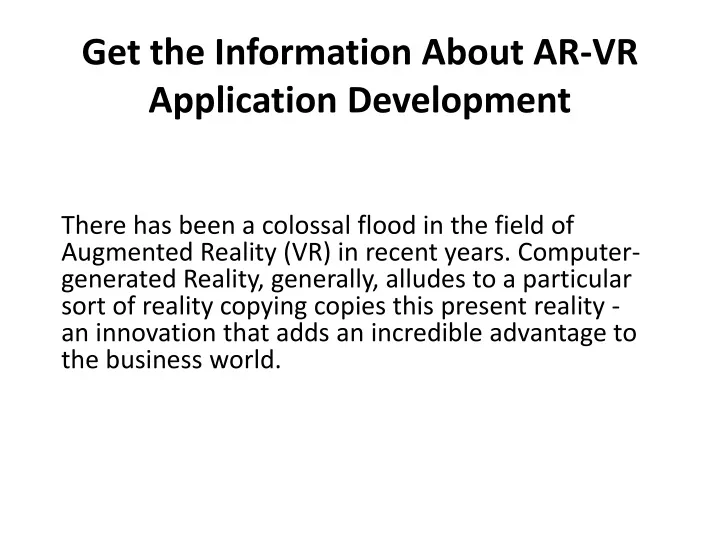 get the information about ar vr application development