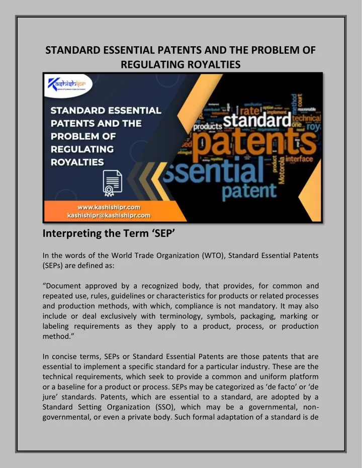 standard essential patents and the problem