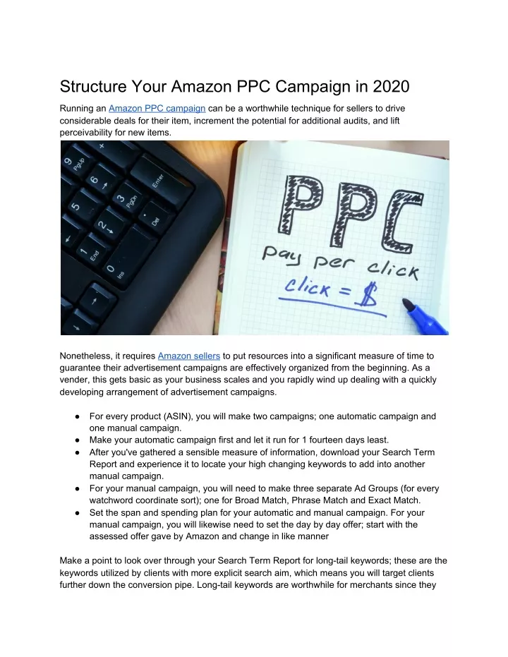 structure your amazon ppc campaign in 2020
