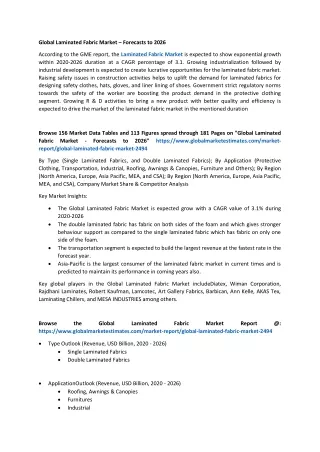 global laminated fabric market forecasts to 2026