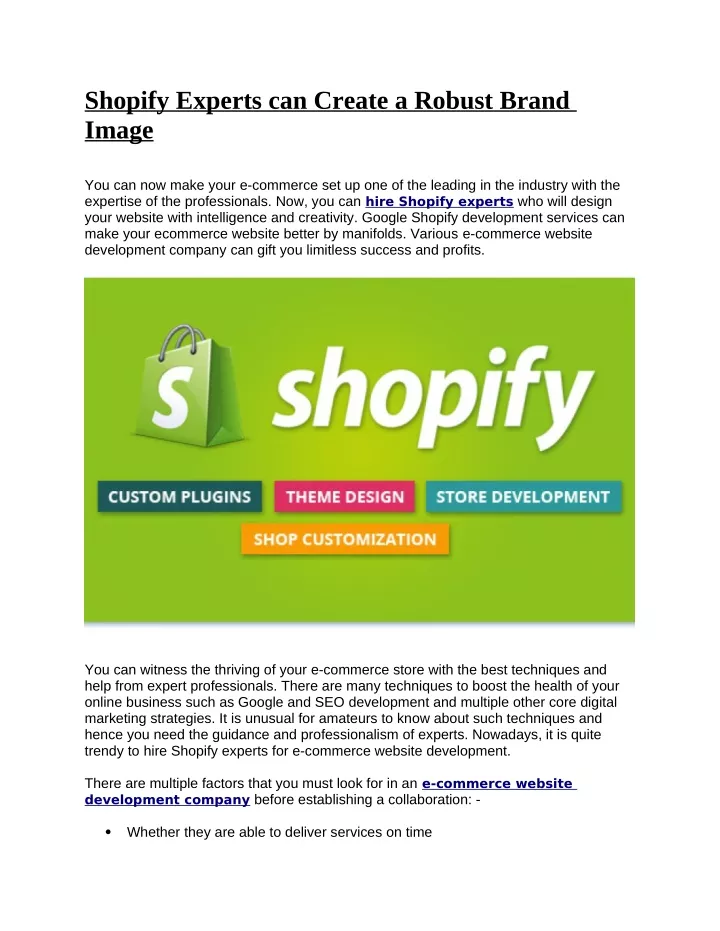 shopify experts can create a robust brand image