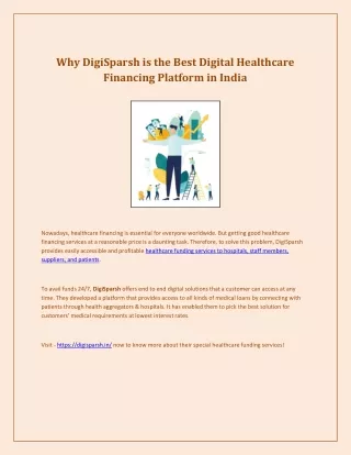 Why DigiSparsh is the Best Digital Healthcare Financing Platform in India