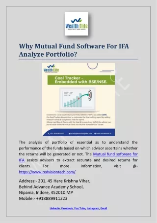 why mutual fund software for ifa analyze portfolio