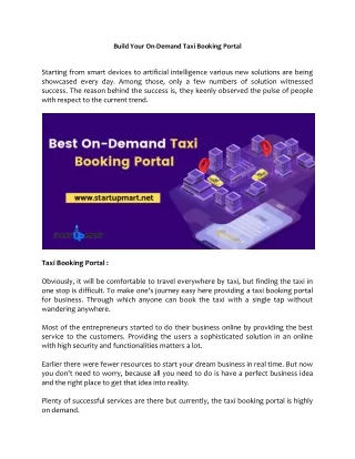 build your on demand taxi booking portal