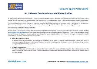 An Ultimate Guide to Maintain Water Purifier