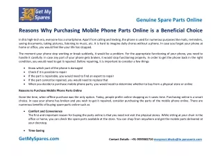Reasons Why Purchasing Mobile Phone Parts Online is a Beneficial Choice