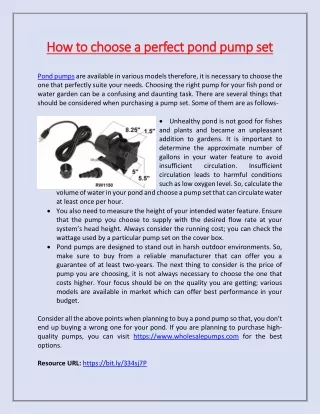 how to choose a perfect pond pump