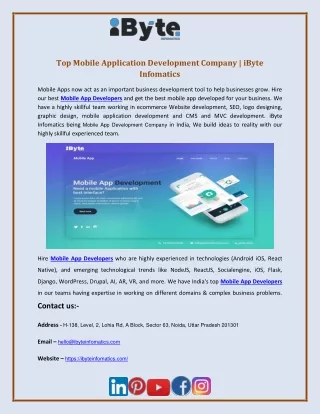 Top Mobile Application Development Company | iByte Infomatics