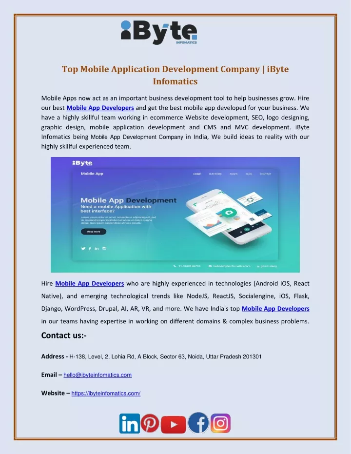 top mobile application development company ibyte