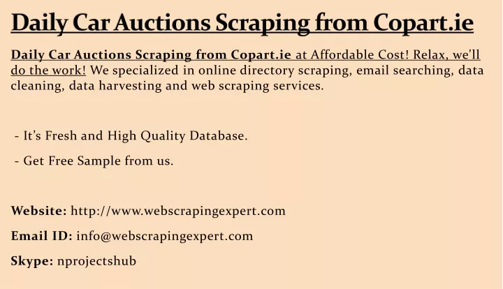 daily car auctions scraping from copart ie