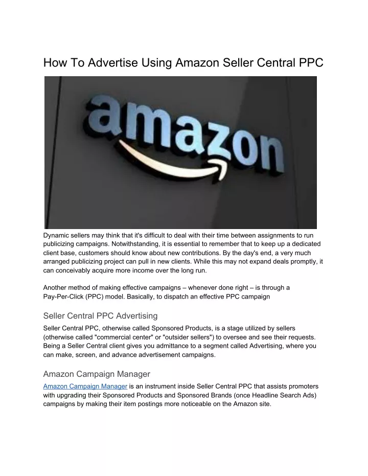 how to advertise using amazon seller central ppc