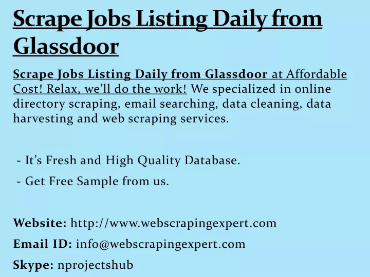 scrape jobs listing daily from glassdoor
