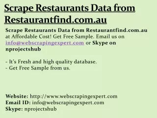 scrape restaurants data from restaurantfind com au