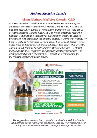 Any Side Effect Of Mothers Medicine Canada ?
