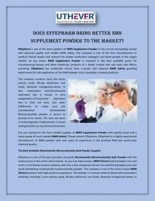 Does Effepharm Bring Better NMN Supplement Powder to the Market?