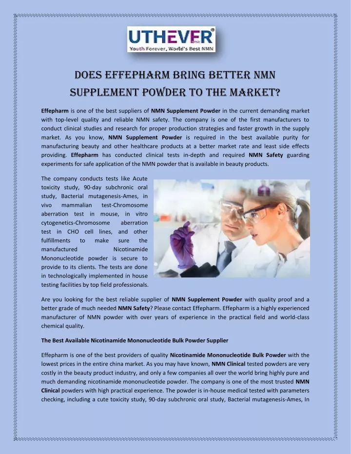 does effepharm bring better nmn supplement powder
