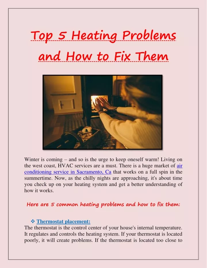 top 5 heating problems and how to fix them