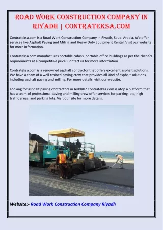 road work construction company in riyadh