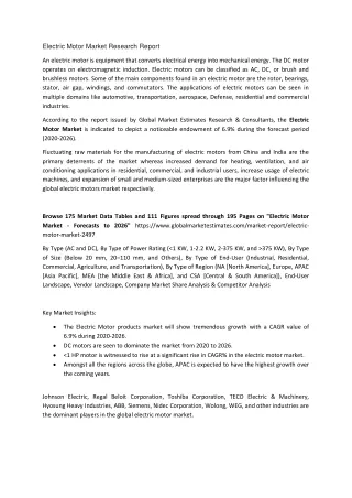 electric motor market research report