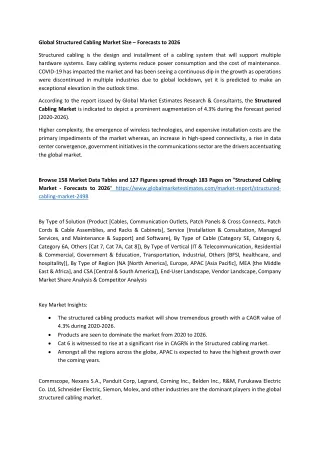 global structured cabling market size forecasts