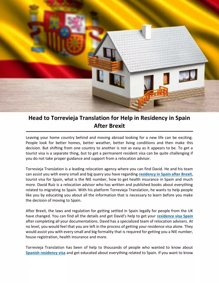 head to torrevieja translation for help