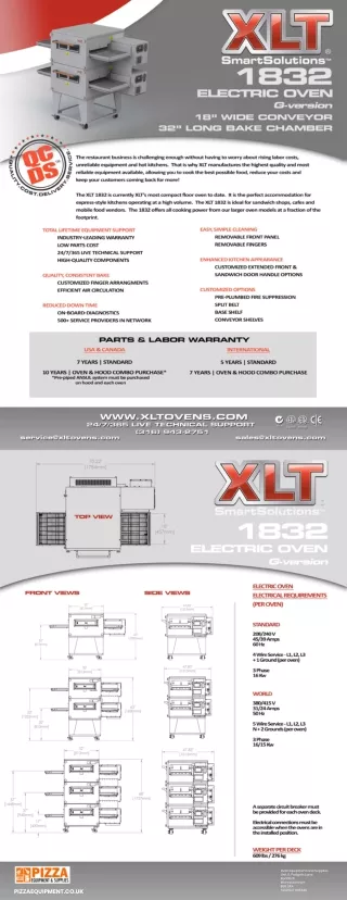 XLT 1832 ELECTRIC – 18″ CONVEYOR OVEN - Pizza Equipment and Supplies