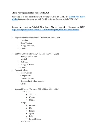 global new space market forecasts to 2026