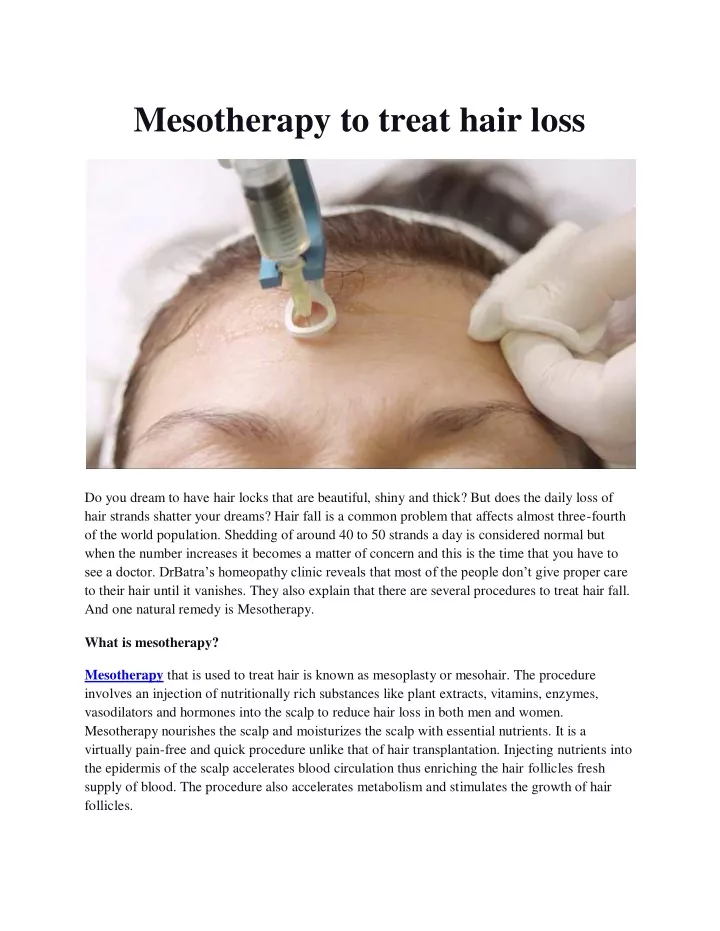 mesotherapy to treat hair loss