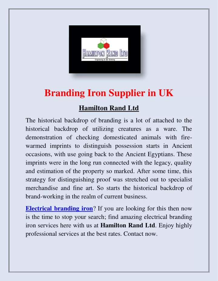 branding iron supplier in uk