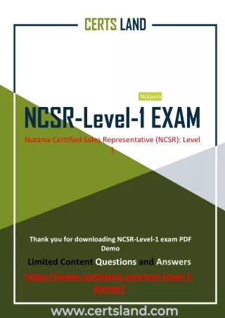 Latest Nutanix NCSR-Level-1 Exam Dumps