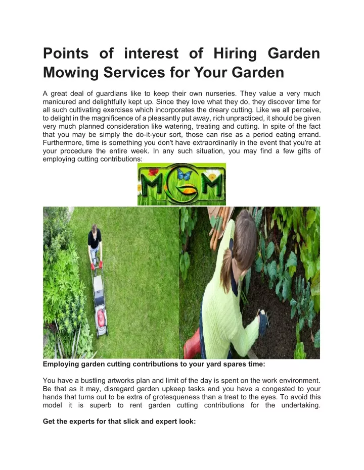 points of interest of hiring garden mowing