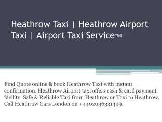 Heathrow Taxi | Heathrow Airport Taxi | Airport Taxi Service?