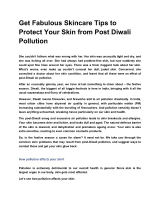 Get Fabulous Skincare Tips to Protect Your Skin from Post Diwali Pollution