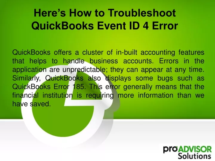 here s how to troubleshoot quickbooks event id 4 error