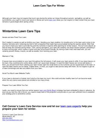 Lawn Care Tips For Winter Months