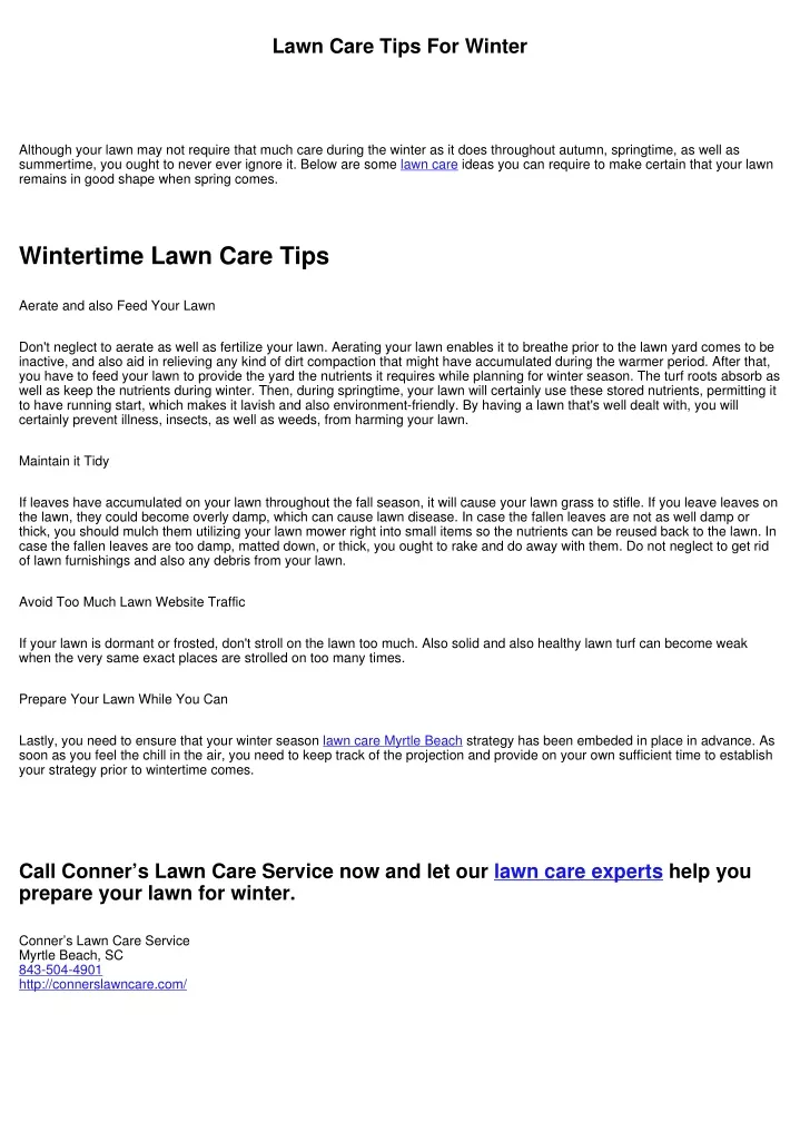 lawn care tips for winter