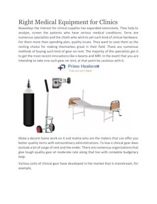 right medical equipment for clinics nowadays