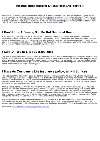 Mistaken Beliefs concerning Life Insurance Policy And Their Fact