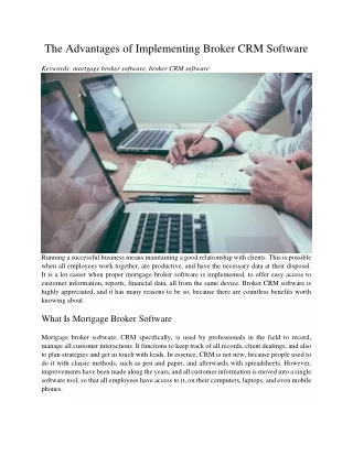 the advantages of implementing broker crm software