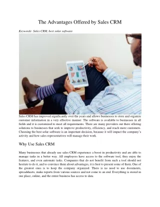 the advantages offered by sales crm
