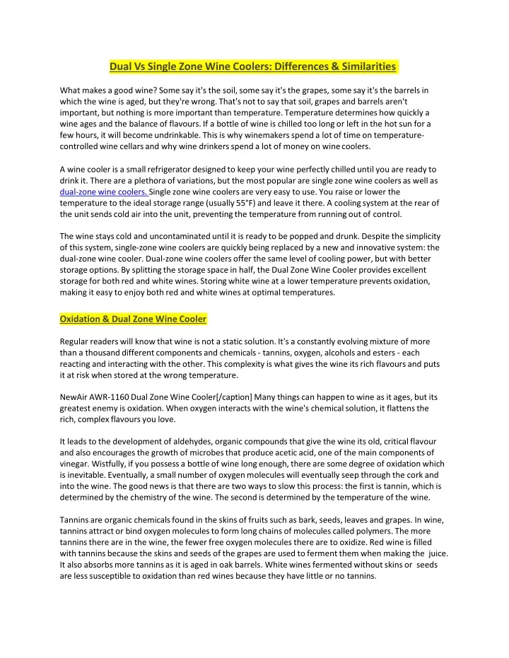 dual vs single zone wine coolers differences