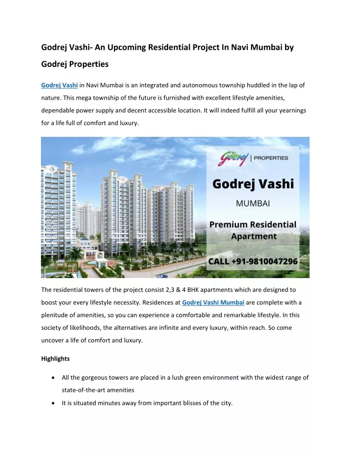 godrej vashi an upcoming residential project