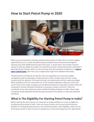 How to Start Petrol Pump in 2020