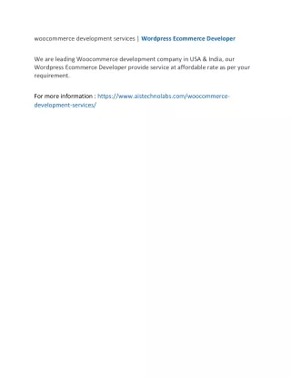 woocommerce development services wordpress