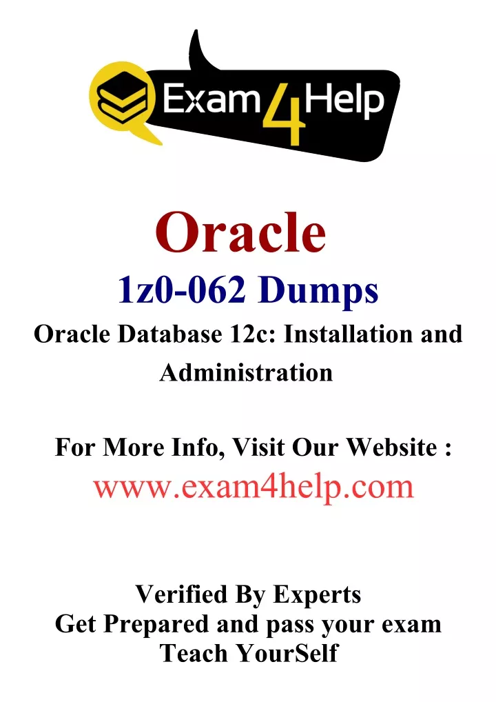 oracle 1z0 062 dumps oracle database