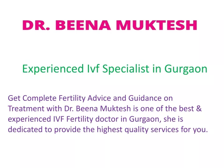 experienced ivf specialist in gurgaon