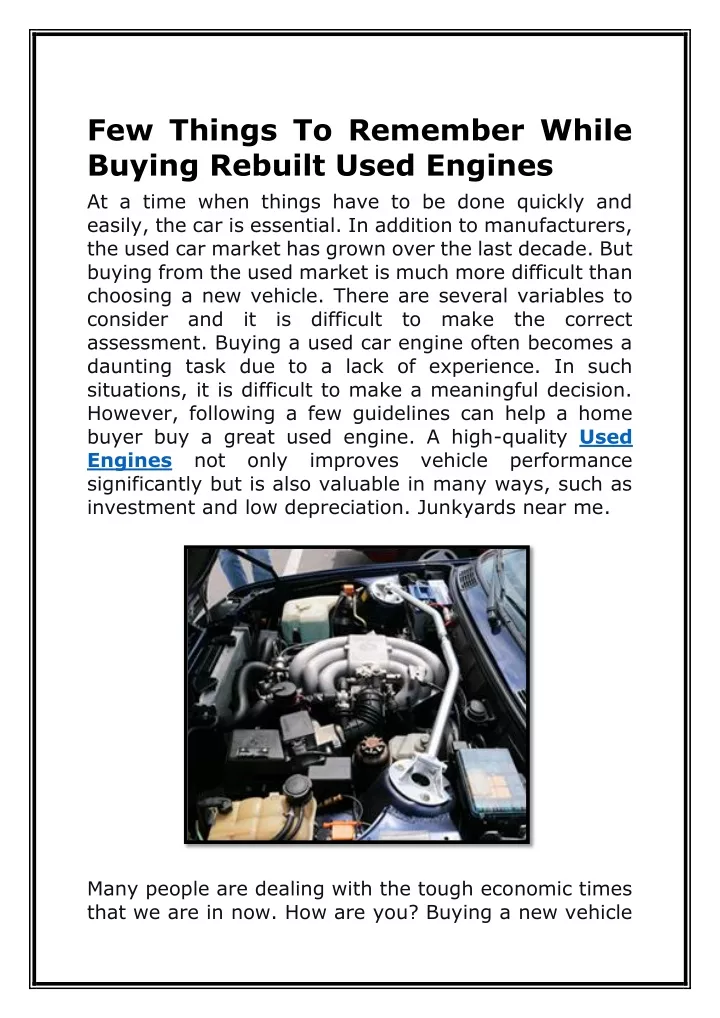 few things to remember while buying rebuilt used